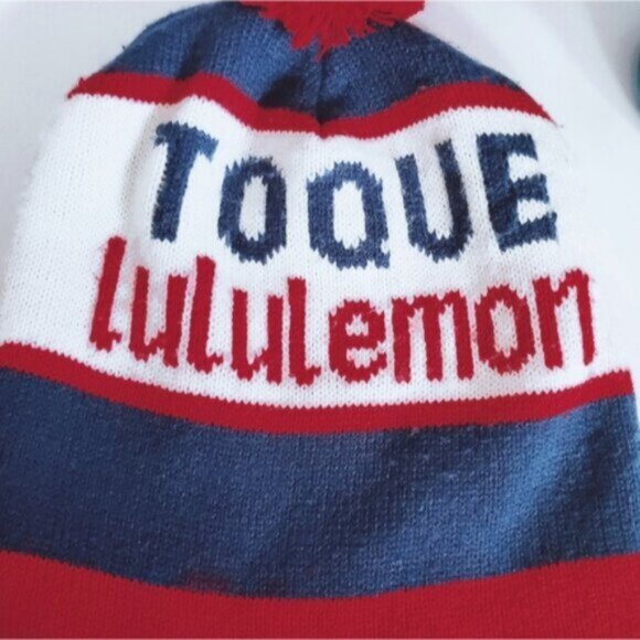 LULULEMON Iconic Vintage "Cheer Me On" Red/Blue Olimpic Ski Beanie Toque - Picture 5 of 10